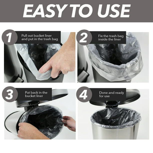 Better Homes & Gardens 3.1 Gallon Trash Can, Oval Bathroom Trash Can, Stainless Steel EasyOptionXY LLC