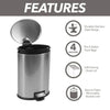 Better Homes & Gardens 3.1 Gallon Trash Can, Oval Bathroom Trash Can, Stainless Steel EasyOptionXY LLC