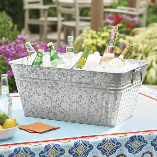Better Homes & Gardens- Large Rectangle Galvanized Tub, 22 in L x 15 in W x 10 in H EasyOptionXY LLC