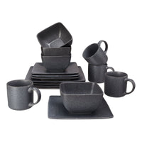 Better Homes & Gardens- Dark Gray Square Stoneware 16-Piece Dinnerware Set EasyOptionXY LLC
