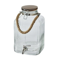 Better Homes & Gardens 2 Gallon Ribbed Clear Glass Beverage Dispenser with Acacia Wooden Lid EasyOptionXY LLC