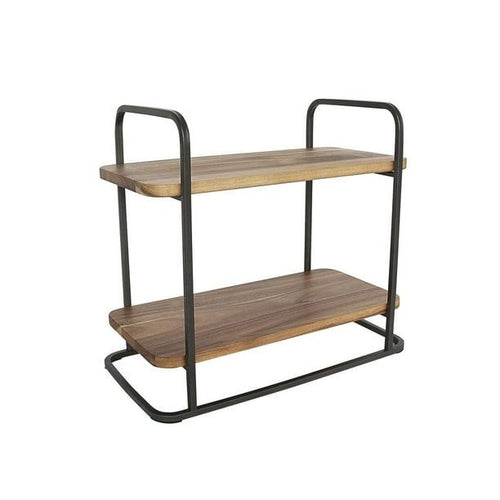 Better Homes & Gardens Rectangle Two-Tier Wood Serving Tray, 14.29" L x 7.08" W, Gray EasyOptionXY LLC