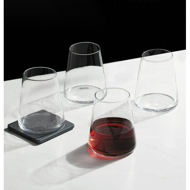 Better Homes & Gardens Clear Flared Stemless Wine Glass, 4 Pack EasyOptionXY LLC