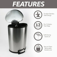 Better Homes & Gardens 14.5 Gallon Trash Can, Semi-Round Kitchen Trash Can, Stainless Steel EasyOptionXY LLC