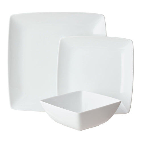 Better Homes & Gardens- Loden White Square Porcelain 12-Piece Dinnerware Set EasyOptionXY LLC