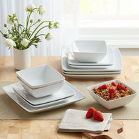 Better Homes & Gardens- Loden White Square Porcelain 12-Piece Dinnerware Set EasyOptionXY LLC