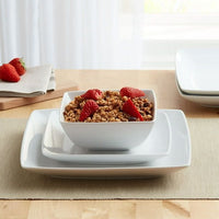 Better Homes & Gardens- Loden White Square Porcelain 12-Piece Dinnerware Set EasyOptionXY LLC