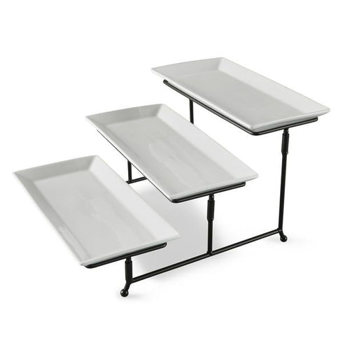 Better Homes & Gardens White Porcelain 3 Tiered Serve Set EasyOptionXY LLC