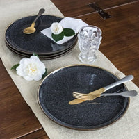Better Homes & Gardens 16-Piece Burns Speckled Stoneware Dinnerware Set, Black EasyOptionXY LLC