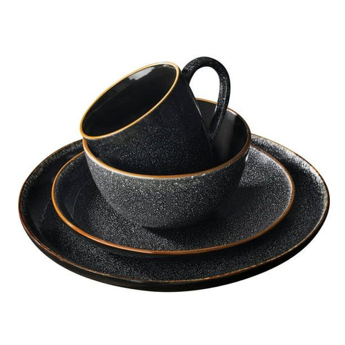 Better Homes & Gardens 16-Piece Burns Speckled Stoneware Dinnerware Set, Black EasyOptionXY LLC