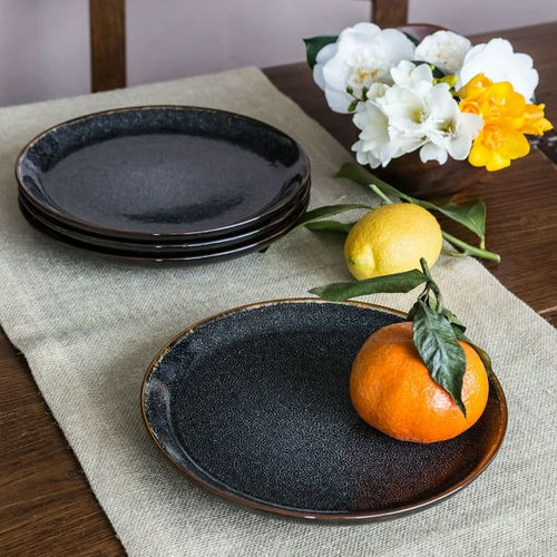 Better Homes & Gardens 16-Piece Burns Speckled Stoneware Dinnerware Set, Black EasyOptionXY LLC