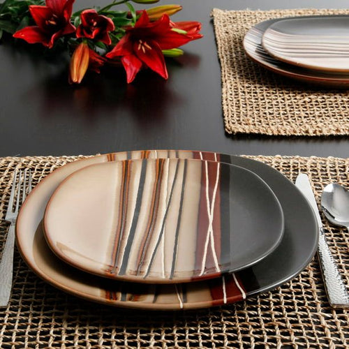 Better Homes & Gardens Bazaar Dinnerware, Brown, Set of 16 EasyOptionXY LLC