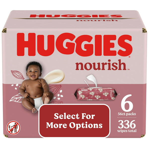 Huggies Nourish Scented Baby Wipes, 6 Pack, 336 Total Ct (Select for More Options) EasyOptionXY LLC