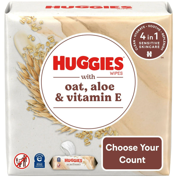 Huggies Wipes with Oat, Aloe & Vitamin E, Unscented, 1 Pack, 56 Total Ct (Select for More Options) EasyOptionXY LLC
