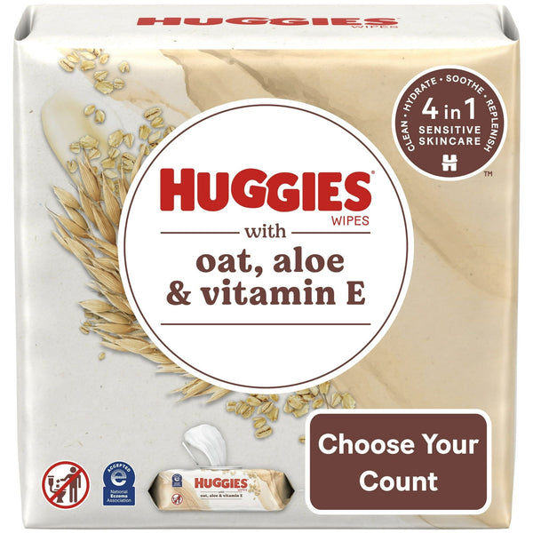 Huggies Wipes with Oat, Aloe & Vitamin E, Unscented, 3 Pack, 168 Total Ct (Select for More Options) EasyOptionXY LLC