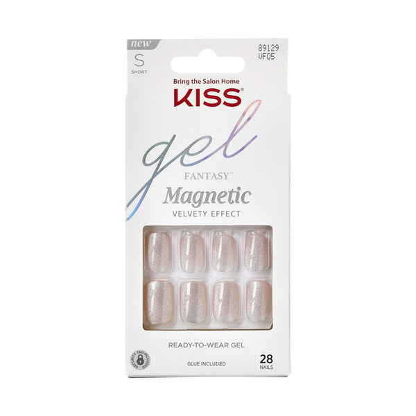 KISS Gel Fantasy Magnetic Short Square Gel Nails, Glossy Light White, 28 Count EasyOptionXY LLC