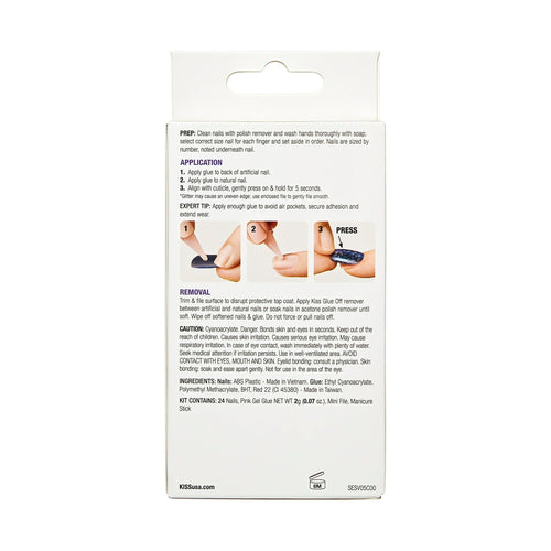 KISS Salon Design Short Coffin Glue-On Nails, Glossy Light Multicolored, 'The Motto', 24 Ct. EasyOptionXY LLC