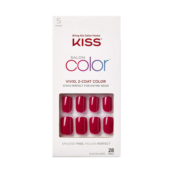 KISS Salon Color Fake Nails, Red, Short Square, 'No Direction', 31 Ct. EasyOptionXY LLC