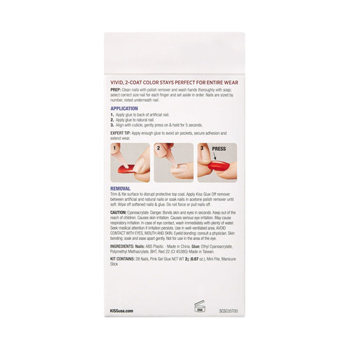 KISS Salon Color Fake Nails, Red, Short Square, 'No Direction', 31 Ct. EasyOptionXY LLC