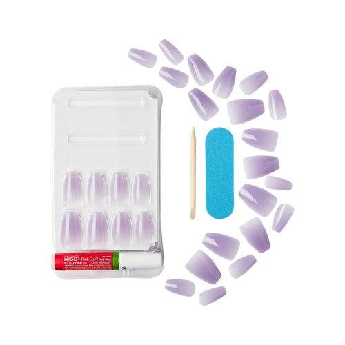 KISS Jelly Fantasy Medium Coffin Glue-On Nails, Glossy Medium Purple, 28 pieces EasyOptionXY LLC
