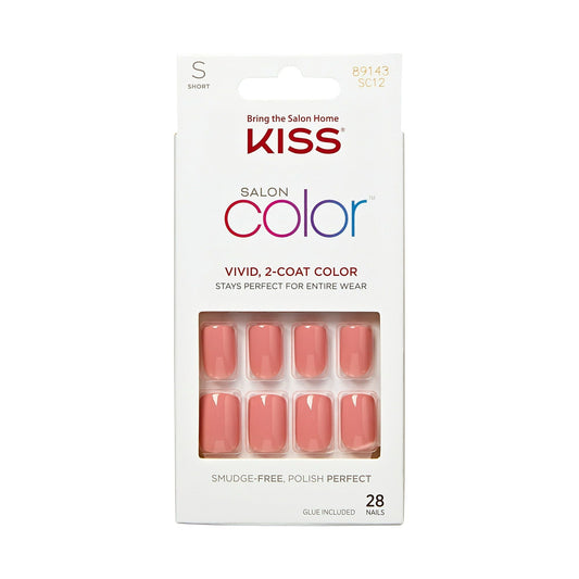 KISS Salon Color Short Square Fake Nails, Glossy Solid Pink, 'Guilty', 28 Ct. EasyOptionXY LLC