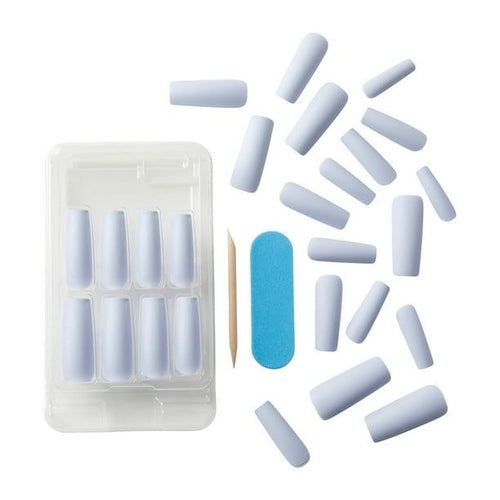 KISS Gel Fantasy Sculpted x-Long Square Glue-On Nails, Glossy Light Blue, 'Attitude', 28 Ct. EasyOptionXY LLC