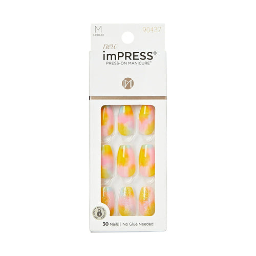 KISS imPRESS Medium Coffin Gel Press-On Nails, Glossy Pink, 30 Pieces EasyOptionXY LLC