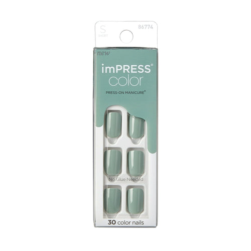 KISS imPRESS Color Long-Lasting Short Square Press-On Nails, Solid Green, 30 Pieces EasyOptionXY LLC