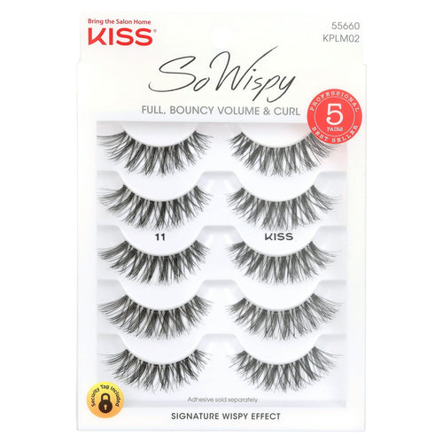 KISS USA So Wispy Lash Multipack, Black, 11, 5 Pair EasyOptionXY LLC