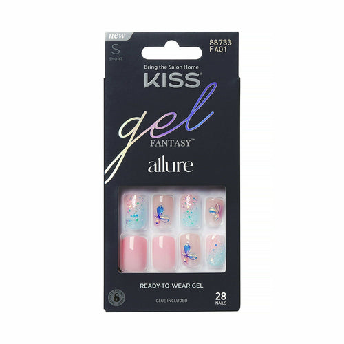 KISS Gel Fantasy Allure Ready-To-Wear Short Square Fake Nails, Pink Floral, 28 Pieces EasyOptionXY LLC