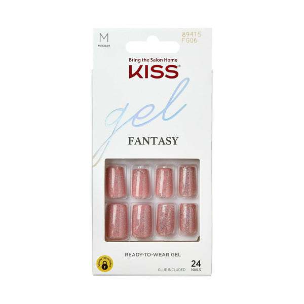 KISS Gel Fantasy Medium Square Glue-On Nails, Glossy Medium Pink, 28 pieces EasyOptionXY LLC