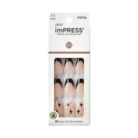 KISS imPRESS 'For the Night' Press-On Nails, Black Tip, Medium Length, Coffin Shape, 33 Ct. EasyOptionXY LLC