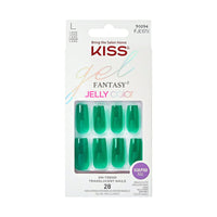KISS Gel Fantasy Long Square Solid Color Glue-On Jelly Nails, Neon Green, 28 pieces EasyOptionXY LLC