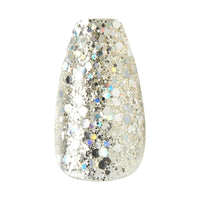 KISS Gel Fantasy Allure Ready-To-Wear Medium Coffin Fake Nails, Black & Silver, 28 Pieces EasyOptionXY LLC