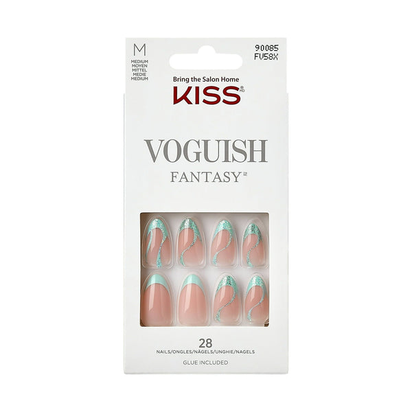 KISS Voguish Fantasy Medium Almond Glue-On Summer Nails, Green, 28 Pieces EasyOptionXY LLC