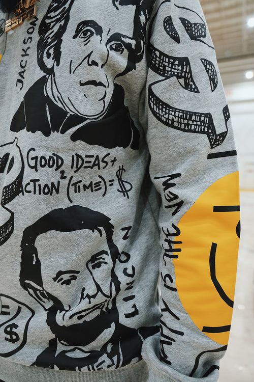 Fly Supply Co Fly Supply Co New Rich Crewneck Sweater (Heather Grey)