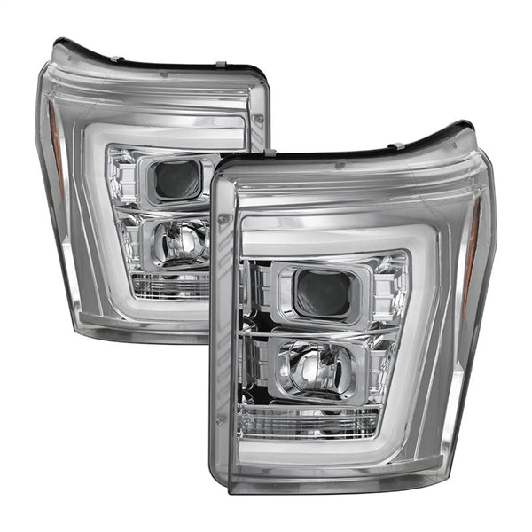 Spyder 11-16 Ford F-250/F-350 V2 Projector Headlights - Light Bar DRL - Chrome PRO-YD-FS11V2-LB-C OffRoadUSA.com