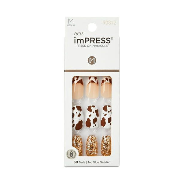 KISS imPRESS Medium Coffin Gel Press-On Nails, Matte Medium Brown , 30 Pieces EasyOptionXY LLC