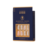 KISS Majestic Nails, 'In a Crown', 30 Reusable Medium Coffin Shape Jeweled Nails EasyOptionXY LLC