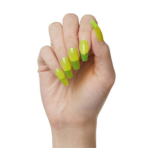 KISS Gel Fantasy Long Coffin Solid Color Glue-On Jelly Nails, Neon Yellow, 28 pieces EasyOptionXY LLC