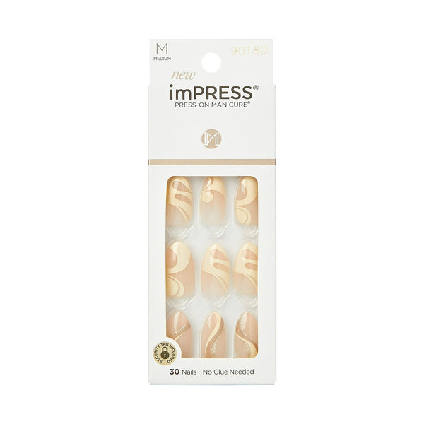 KISS imPRESS Medium Almond Press-On Nails, Neutral, 30 Pieces EasyOptionXY LLC
