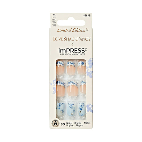 LoveShackFancy x imPRESS Limited Edition Short Square Press-On Nails, Blue, 30 Pieces EasyOptionXY LLC