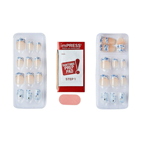 LoveShackFancy x imPRESS Limited Edition Short Square Press-On Nails, Blue, 30 Pieces EasyOptionXY LLC
