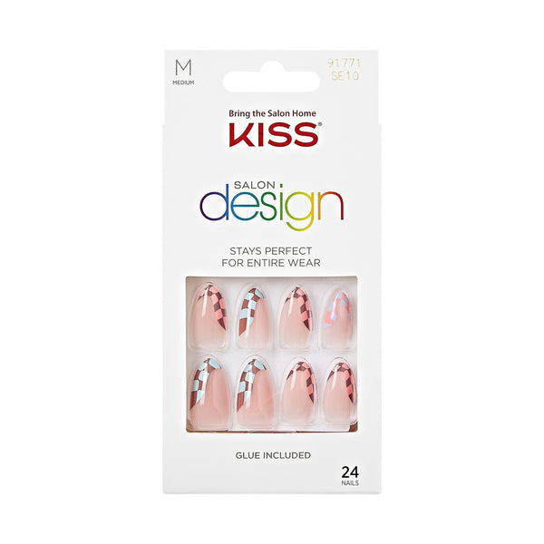 KISS Salon Design Press-On Nails, 'Made U Look', Brown-Red, Medium Almond, 31 Pieces EasyOptionXY LLC