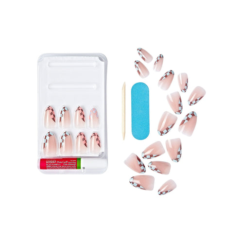 KISS Salon Design Press-On Nails, 'Made U Look', Brown-Red, Medium Almond, 31 Pieces EasyOptionXY LLC