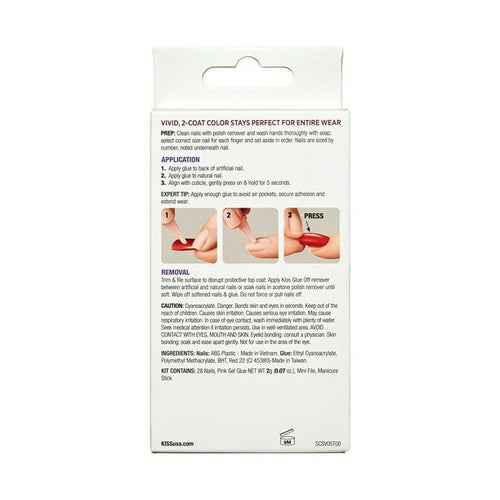 KISS Salon Color Short Square Fake Nails, Glossy Solid White, 28 Count EasyOptionXY LLC