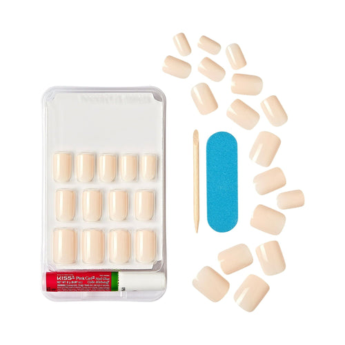 KISS Salon Color Short Square Fake Nails, Glossy Solid White, 28 Count EasyOptionXY LLC