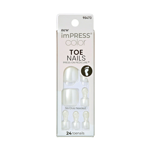 KISS imPRESS Press-On Gel Toenails, Glossy Solid White, 24 Pieces EasyOptionXY LLC