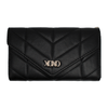 XOXO Women's Small Black Vegan Leather Quilted Fold Wallet withCrossbody Strap EasyOptionXY LLC