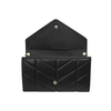 XOXO Women's Small Black Vegan Leather Quilted Fold Wallet withCrossbody Strap EasyOptionXY LLC